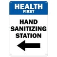 thumbnail image 1 of SignMission OS-NS-D-710-25468 Covid-19 Notice Sign - Health First Hand Sanitizing Station Left Arrow, 1 of 4