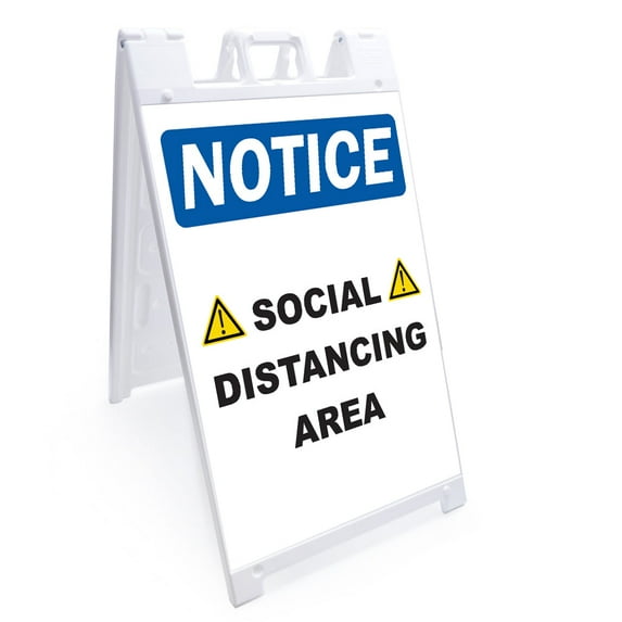 SignMission OS-NS-D-710-25597 Coronavirus Notice Sign - Caution Social Distancing Area