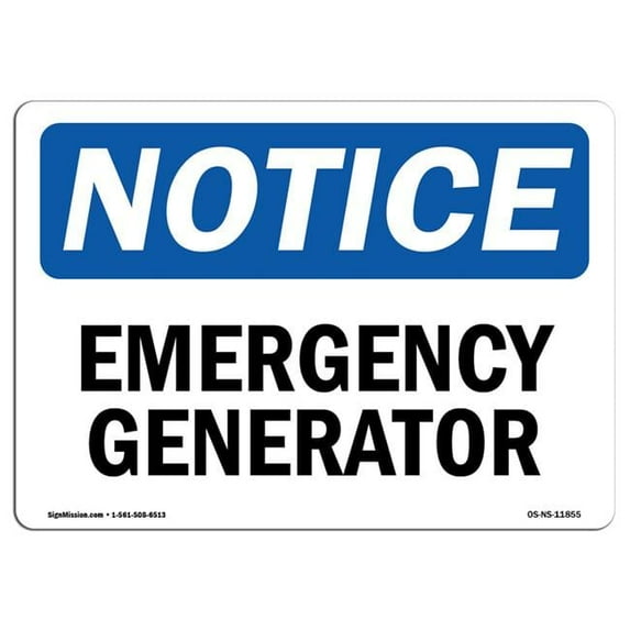SignMission OS-NS-D-710-V-11856 OSHA Notice Sign - Emergency Generator Sign