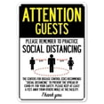 thumbnail image 1 of SignMission OS-NS-P-1014-25395 Covid-19 Notice Sign - Attention Guests Practice Social Distancing, 1 of 5
