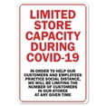 thumbnail image 1 of SignMission OS-NS-P-1014-25455 Covid-19 Notice Plastic Sign - Limited Store Capacity Due to Covid-19, 1 of 5