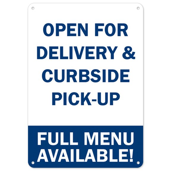 SignMission OS-NS-P-1014-25532 Covid-19 Notice Sign - Open for Delivery & Curbside Pick-up