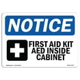 thumbnail image 1 of SignMission OS-NS-P-1014-L-12734 OSHA Notice Sign - First Aid Kit AED Inside Cabinet, 1 of 5