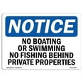 thumbnail image 1 of SignMission OS-NS-P-1014-L-14394 OSHA Notice Sign - No Boating or Swimming No Fishing Behind, 1 of 5