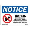 thumbnail image 1 of SignMission OS-NS-P-1014-L-16173 Notice No Pets Service Animals Allowed OSHA Plastic Sign, 1 of 5