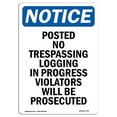 thumbnail image 1 of SignMission OS-NS-P-1014-V-17729 OSHA Notice Sign - Posted No Trespassing Logging, 1 of 1