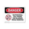 thumbnail image 1 of SignMission OS-NS-P-1218-L-14735 OSHA Notice Sign - No Personal Cell Phone Use Allowed, 1 of 5
