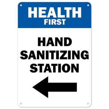 SignMission OS-NS-P-710-25468 Covid-19 Notice Sign - Health First Hand Sanitizing Station Left Arrow