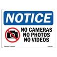 thumbnail image 1 of SignMission OS-NS-P-710-L-14402 OSHA Notice Sign - No Cameras No Photos No Videos, 1 of 5