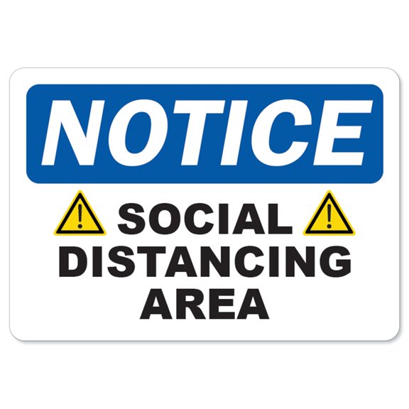 SignMission OS-NS-RD-1218-25597 Coronavirus Notice Sign - Caution Social Distancing Area