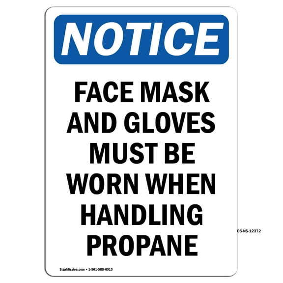 SignMission OS-NS-RD-1824-V-12372 OSHA Notice Sign - Face Mask & Gloves Must Be Worn