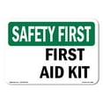 thumbnail image 1 of SignMission OS-SF-A-1014-L-10801 10 x 14 in. OSHA Safety First Sign - First Aid Kit, 1 of 6