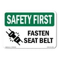 thumbnail image 1 of SignMission OS-SF-A-1218-L-10798 12 x 18 in. OSHA Safety First Sign - Fasten Seat Belt, 1 of 6
