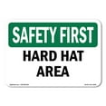 thumbnail image 1 of SignMission OS-SF-A-1824-L-10632 18 x 24 in. OSHA Safety First Sign - Hard Hat Area, 1 of 6