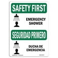 thumbnail image 1 of SignMission OS-SF-A-1824-L-10774 18 x 24 in. OSHA Safety First Sign - Emergency Shower Bilingual, 1 of 6