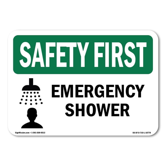 SignMission OS-SF-A-1824-L-10778 18 x 24 in. OSHA Safety First Sign - Emergency Shower