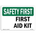 thumbnail image 1 of SignMission OS-SF-A-1824-L-10801 18 x 24 in. OSHA Safety First Sign - First Aid Kit, 1 of 6