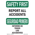 thumbnail image 1 of SignMission OS-SF-A-1824-L-10851 18 x 24 in. OSHA Safety First Sign - Report All Accidents, 1 of 6