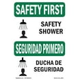 thumbnail image 1 of SignMission OS-SF-A-1824-L-10874 18 x 24 in. OSHA Safety First Sign - Safety Shower with Symbol Bilingual, 1 of 6