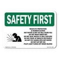 thumbnail image 1 of SignMission OS-SF-A-1824-L-11002 18 x 24 in. OSHA Safety First Sign - Wear Eye Protection & Rubber with Symbol, 1 of 6