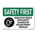 thumbnail image 1 of SignMission OS-SF-A-1824-L-11005 18 x 24 in. OSHA Safety First Sign - Wear Face Shield with Safety with Symbol, 1 of 6