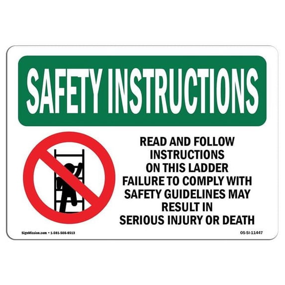 SignMission OS-SI-A-1824-L-11447 18 x 24 in. OSHA Safety Instructions Sign - Read & Follow Instructions with Symbol