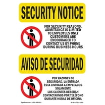 SignMission OS-SN-A-1824-L-11501 18 x 24 in. OSHA Security Notice Sign - Admittance Limited Bilingual