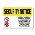 thumbnail image 1 of SignMission OS-SN-A-1824-L-11527 18 x 24 in. OSHA Security Notice Sign - Drugs Alcohol Guns End Employment, 1 of 6