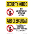 thumbnail image 1 of SignMission OS-SN-A-1824-L-11565 18 x 24 in. OSHA Security Notice Sign - No Admittance Bilingual, 1 of 6