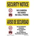 thumbnail image 1 of SignMission OS-SN-A-1824-L-11581 18 x 24 in. OSHA Security Notice Sign - No Camera Video Cell Bilingual, 1 of 6