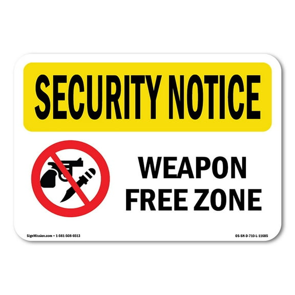SignMission OS-SN-A-1824-L-11685 18 x 24 in. OSHA Security Notice Sign - Weapon Free Zone