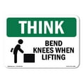 thumbnail image 1 of OSHA THINK Sign - Bend Knees When Lifting | Aluminum Sign | Protect Your Business, Construction Site, Warehouse & Shop Area | Made in the USA, 1 of 6