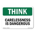 thumbnail image 1 of OSHA THINK Sign - Carelessness Is Dangerous | Aluminum Sign | Protect Your Business, Construction Site, Warehouse & Shop Area | Made in the USA, 1 of 6