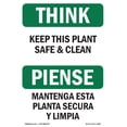 thumbnail image 1 of SignMission OS-TS-A-1824-L-11840 18 x 24 in. OSHA Think Sign - Keep This Plant Safe & Clean Bilingual, 1 of 6