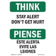 thumbnail image 1 of SignMission OS-TS-A-1824-L-11877 18 x 24 in. OSHA Think Sign - Stay Alert Dont Get Hurt Bilingual, 1 of 6