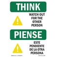 thumbnail image 1 of SignMission OS-TS-A-1824-L-11889 18 x 24 in. OSHA Think Sign - Watch Out for the Other Person Bilingual, 1 of 6