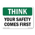 thumbnail image 1 of OSHA THINK Sign - Your Safety Comes First | Aluminum Sign | Protect Your Business, Construction Site, Warehouse & Shop Area | Made in the USA, 1 of 6