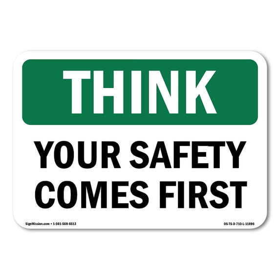 OSHA THINK Sign - Your Safety Comes First | Aluminum Sign | Protect Your Business, Construction Site, Warehouse & Shop Area | Made in the USA
