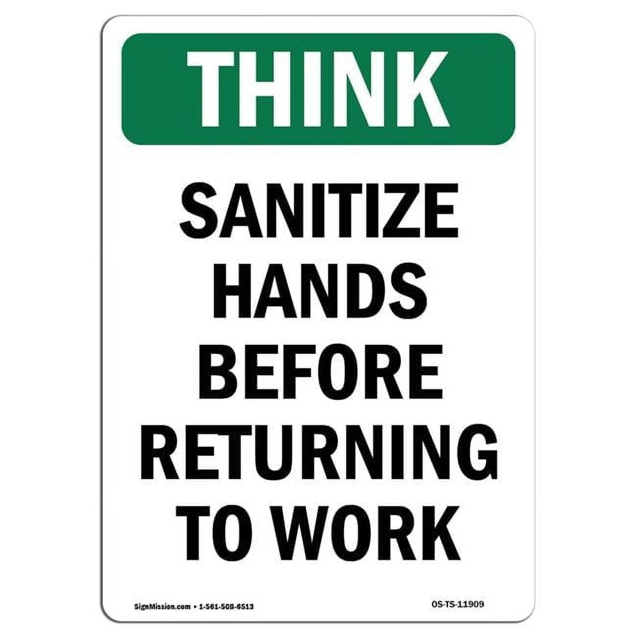 SignMission OS-TS-RD-1014-V-11909 OSHA Think Sign - Sanitize Hands ...
