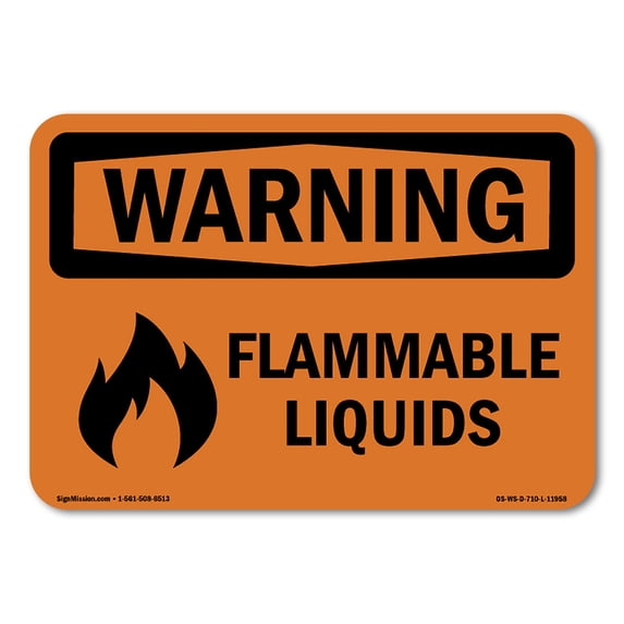 SignMission OS-WS-A-1824-L-11958 18 x 24 in. OSHA Warning Sign - Flammable Liquids