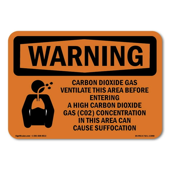 SignMission OS-WS-A-1824-L-11998 18 x 24 in. OSHA Warning Sign - Carbon Dioxide Gas Ventilate with Symbol