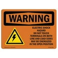 thumbnail image 1 of SignMission OS-WS-A-1824-L-12090 18 x 24 in. OSHA Warning Sign - Electric Shock Hazard Do Not with Symbol, 1 of 6