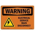thumbnail image 1 of OSHA WARNING Sign - Electrical Service Main Disconnect With Symbol | Aluminum Sign | Protect Your Business, Work Site, Warehouse | Made in the USA, 1 of 6