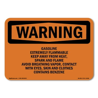 SignMission OS-WS-A-1824-L-12155 18 x 24 in. OSHA Warning Sign - Gasoline Extremely Flammable Keep Away From