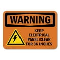 thumbnail image 1 of SignMission OS-WS-A-1824-L-12209 18 x 24 in. OSHA Warning Sign - Keep Electrical Panel Clear with Symbol, 1 of 6