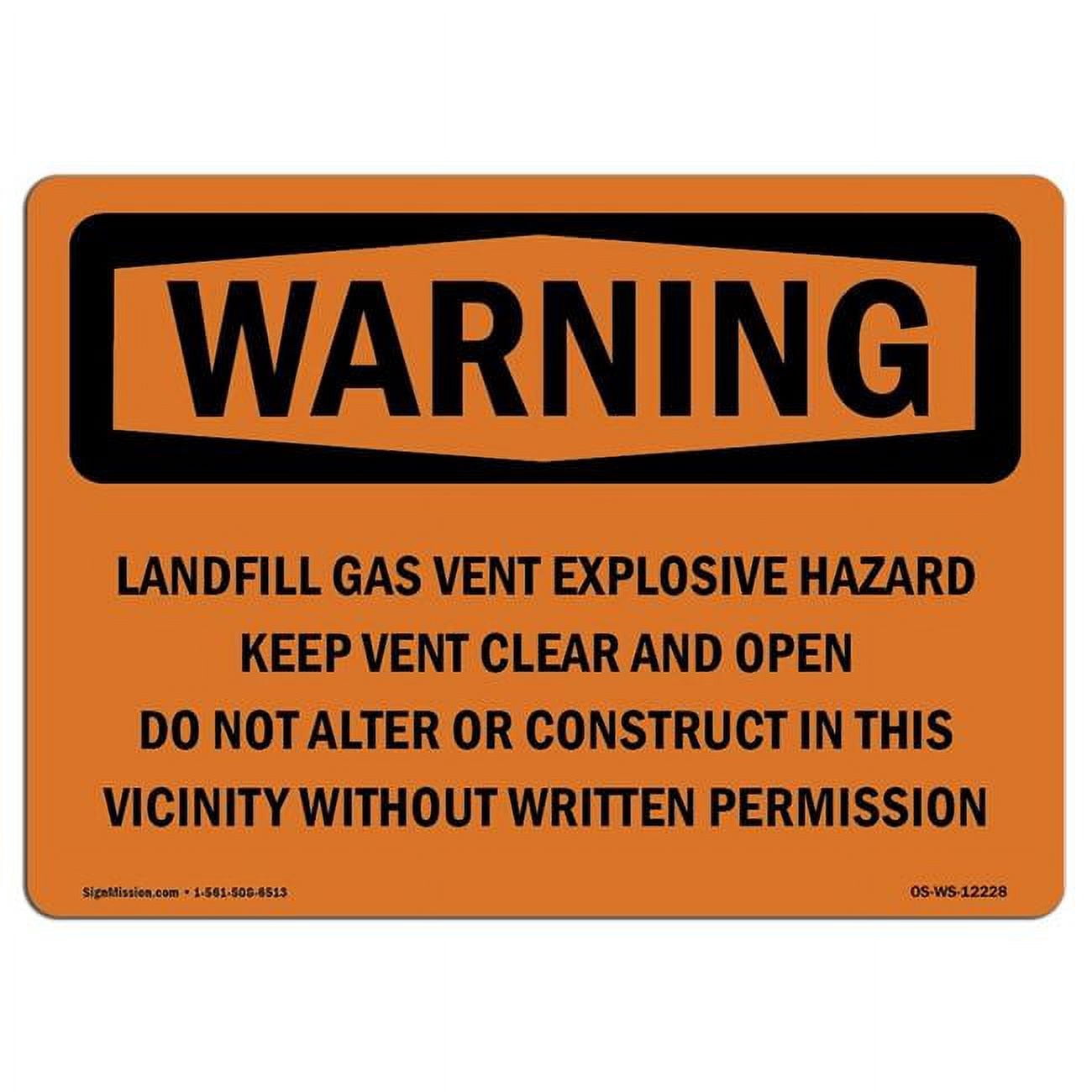 Vent Sign SignMission OS-WS-A-1824-L-12228 18 x 24 in. OSHA Warning Sign ...