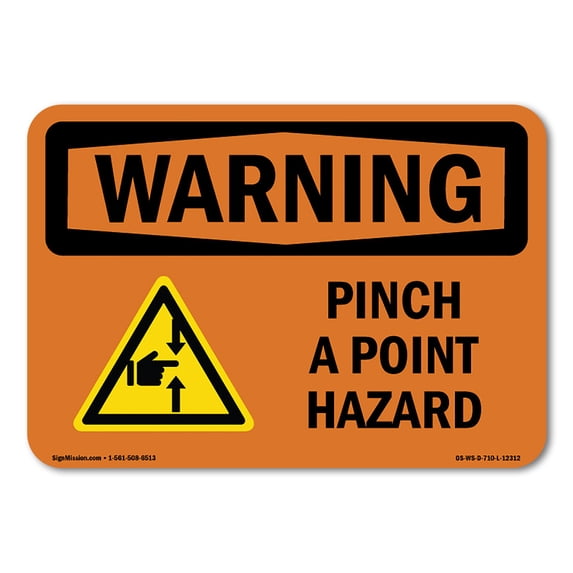 SignMission OS-WS-A-1824-L-12312 18 x 24 in. OSHA Warning Sign - Pinch Point Hazard with Symbol