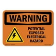 thumbnail image 1 of SignMission OS-WS-A-1824-L-12337 18 x 24 in. OSHA Warning Sign - Potential Exposed Electrical Hazard with Symbol, 1 of 6