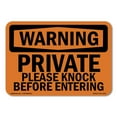 thumbnail image 1 of SignMission OS-WS-A-1824-L-12347 18 x 24 in. OSHA Warning Sign - Private Please Knock Before Entering, 1 of 6