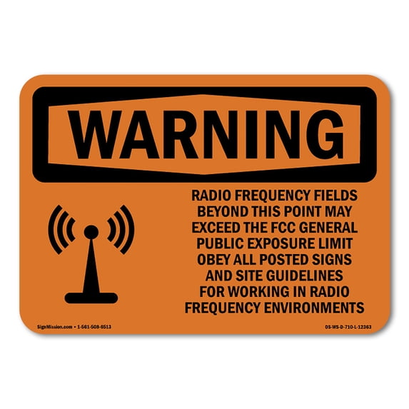 SignMission OS-WS-A-1824-L-12363 18 x 24 in. OSHA Warning Sign - Radio Frequency Fields Beyond with Symbol